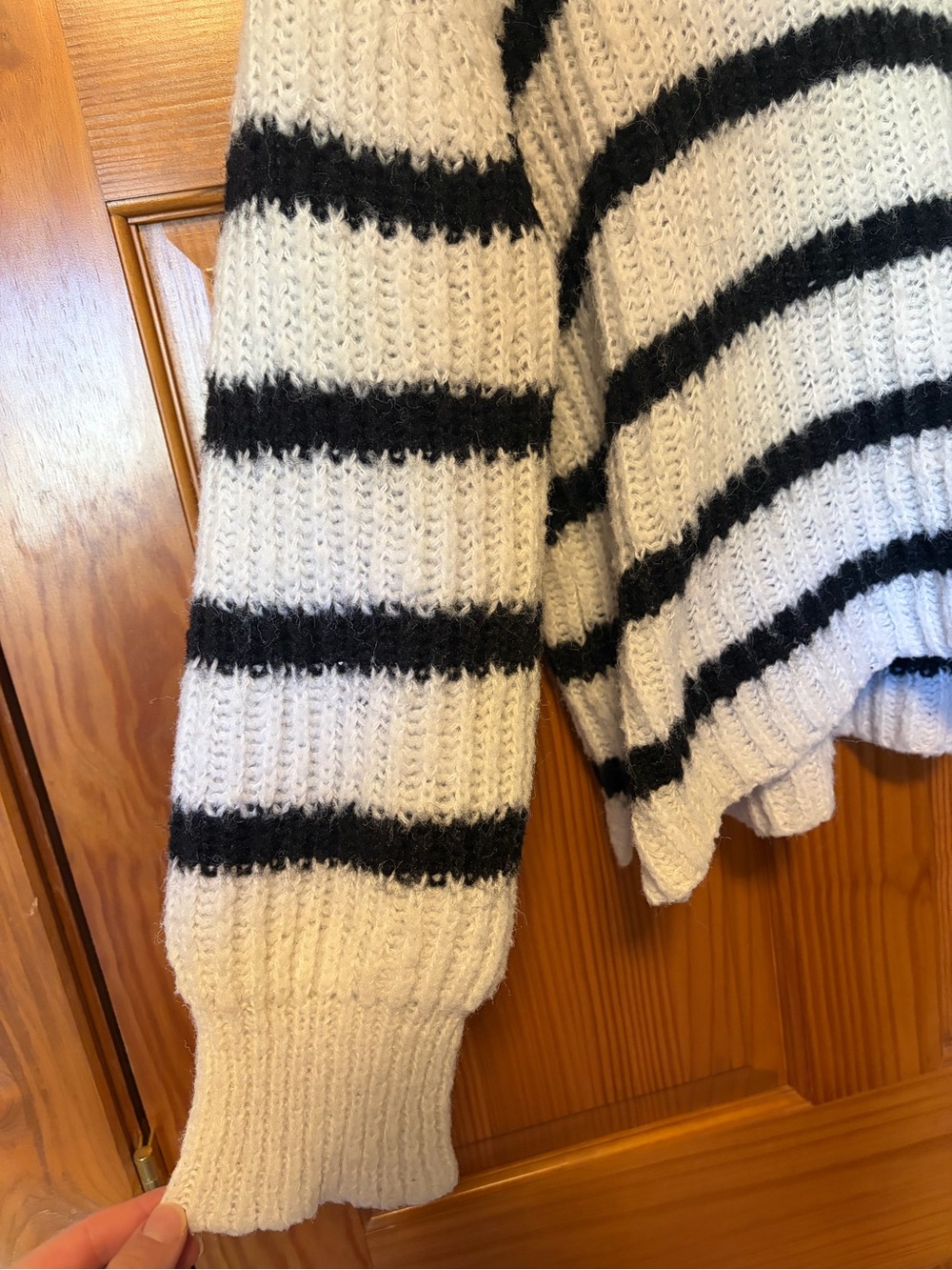 Altar’d State Cream and Black Striped Chunky Knit Sweater - Picture 2 of 4